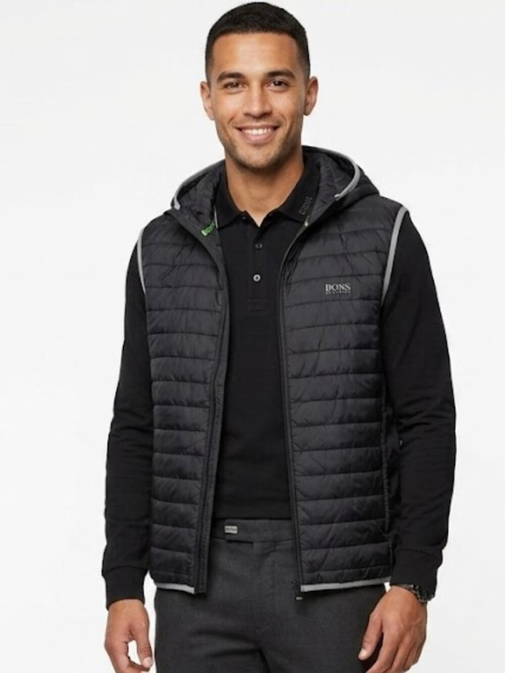BOSS | BLACK QUILTED HOODED VEST XXL